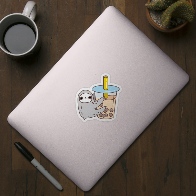 Sloth loves bubble tea by Noristudio